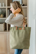 Life's Adventures Canvas Tote- Olive