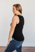 Uplifting Spirits Button Henley Tank Top- Black