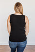 Uplifting Spirits Button Henley Tank Top- Black
