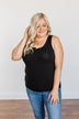 Uplifting Spirits Button Henley Tank Top- Black