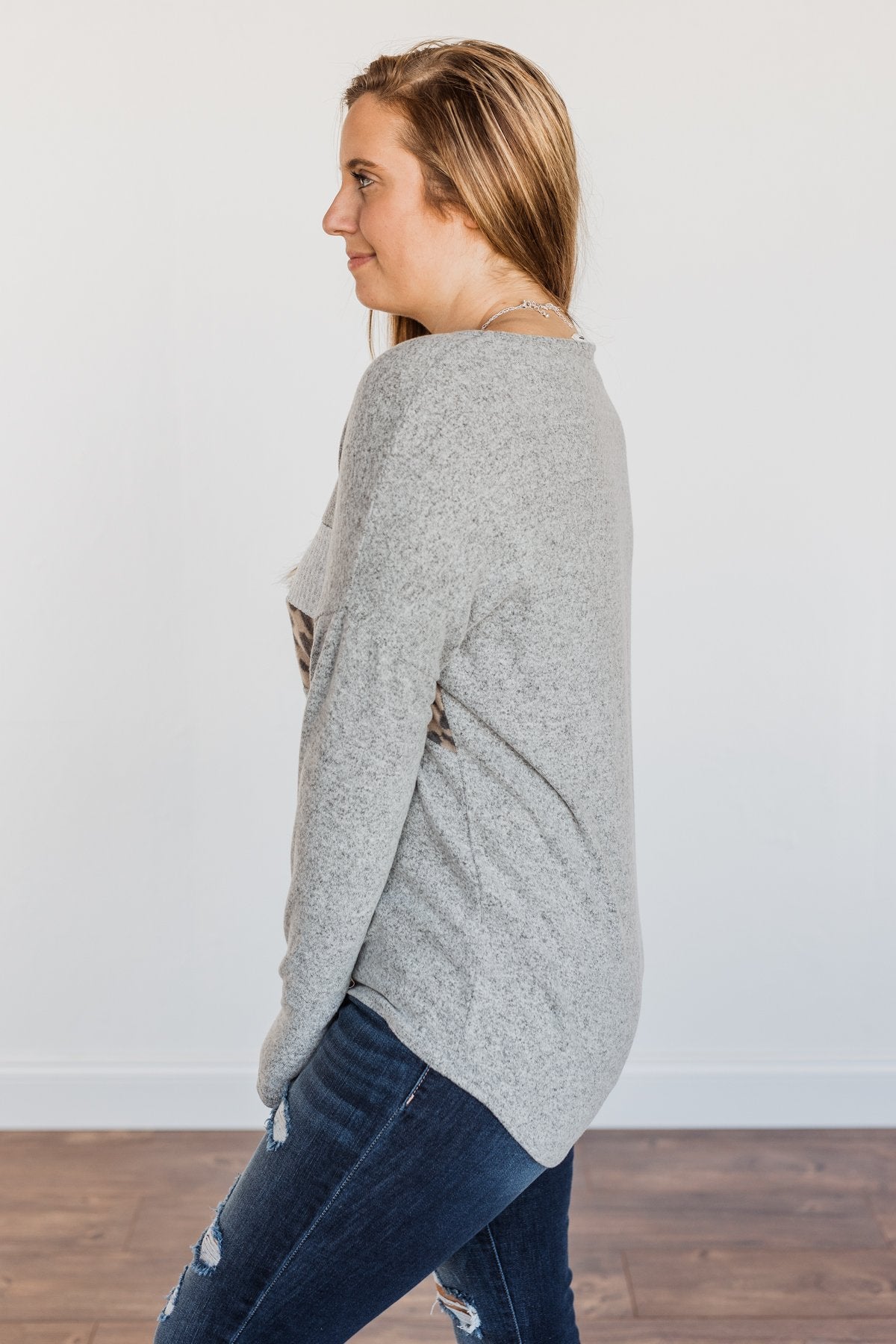 See The Beauty Front Knot Sweater- Grey