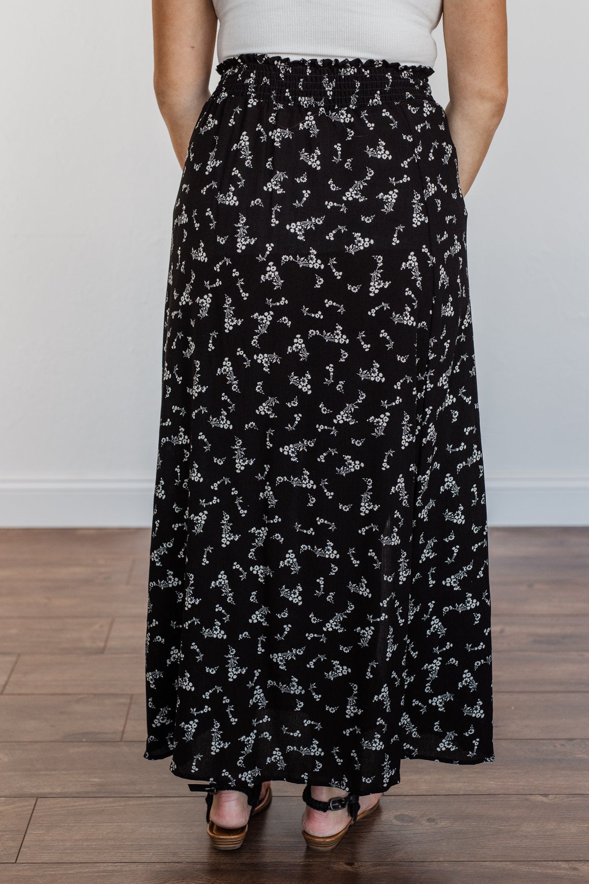 Floral Beauty Maxi Skirt- Black White