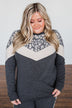 Young And Wild Color Block Pullover- Leopard, Beige, Charcoal