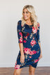 Stand In Your Love Floral Dress- Navy