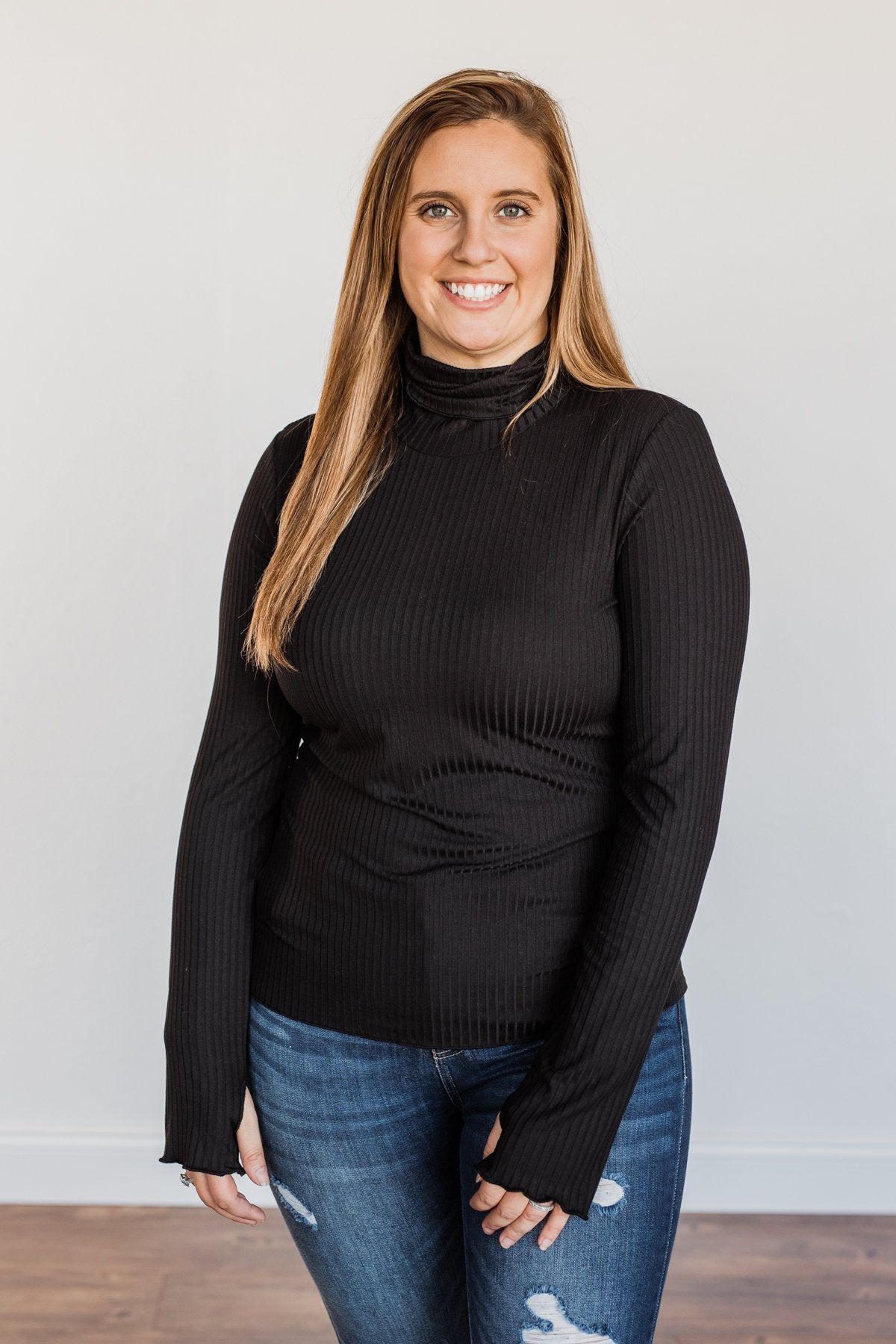 Smooth Sailing Turtle Neck Top- Black