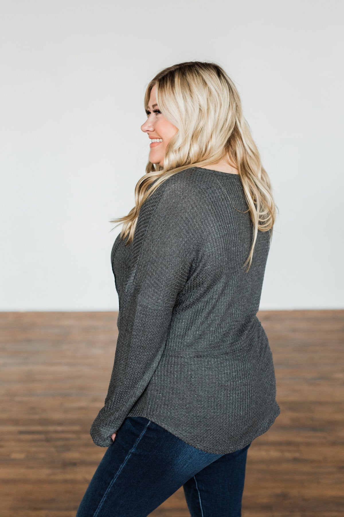 Align With You Thermal Knit Top- Charcoal