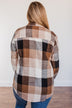 American Beauty Button Plaid Top- Brown & Taupe