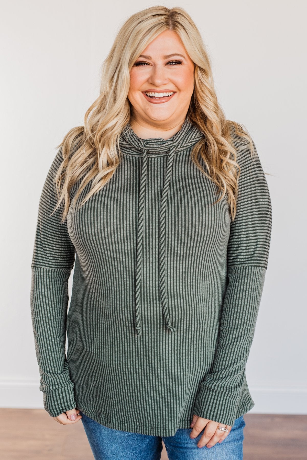 Delightfully Divine Cowl Neck Top- Olive