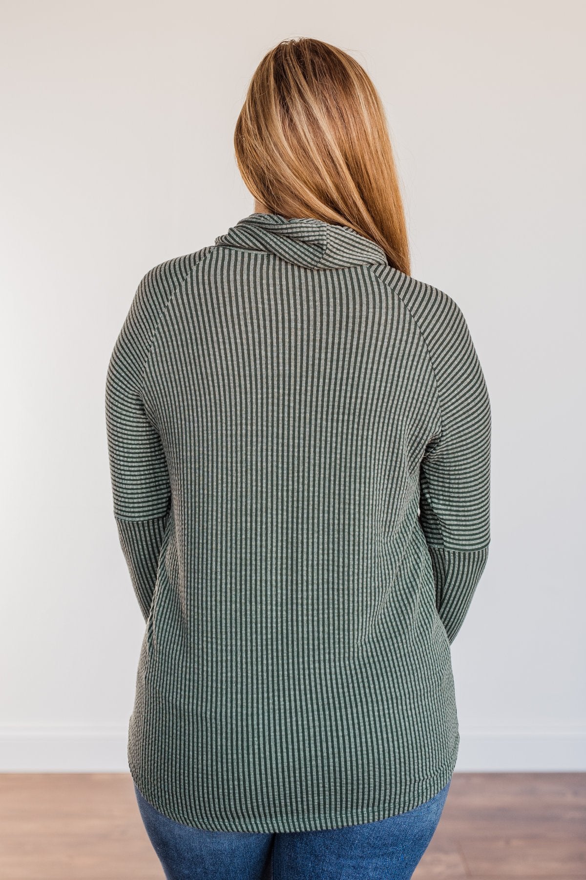 Delightfully Divine Cowl Neck Top- Olive