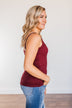 Pulse Basics Lace Trimmed Tank Top- Burgundy