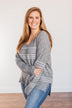 Simply The One Striped Sweater- Grey