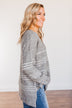 Simply The One Striped Sweater- Grey