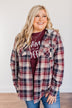 Stay With Me Hooded Plaid Top- Taupe, Navy & Cranberry