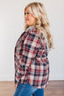 Stay With Me Hooded Plaid Top- Taupe, Navy & Cranberry