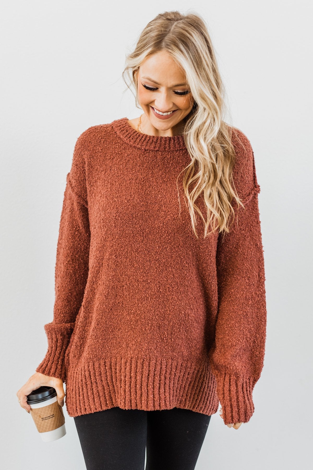 Anything Can Happen Knit Sweater- Deep Clay