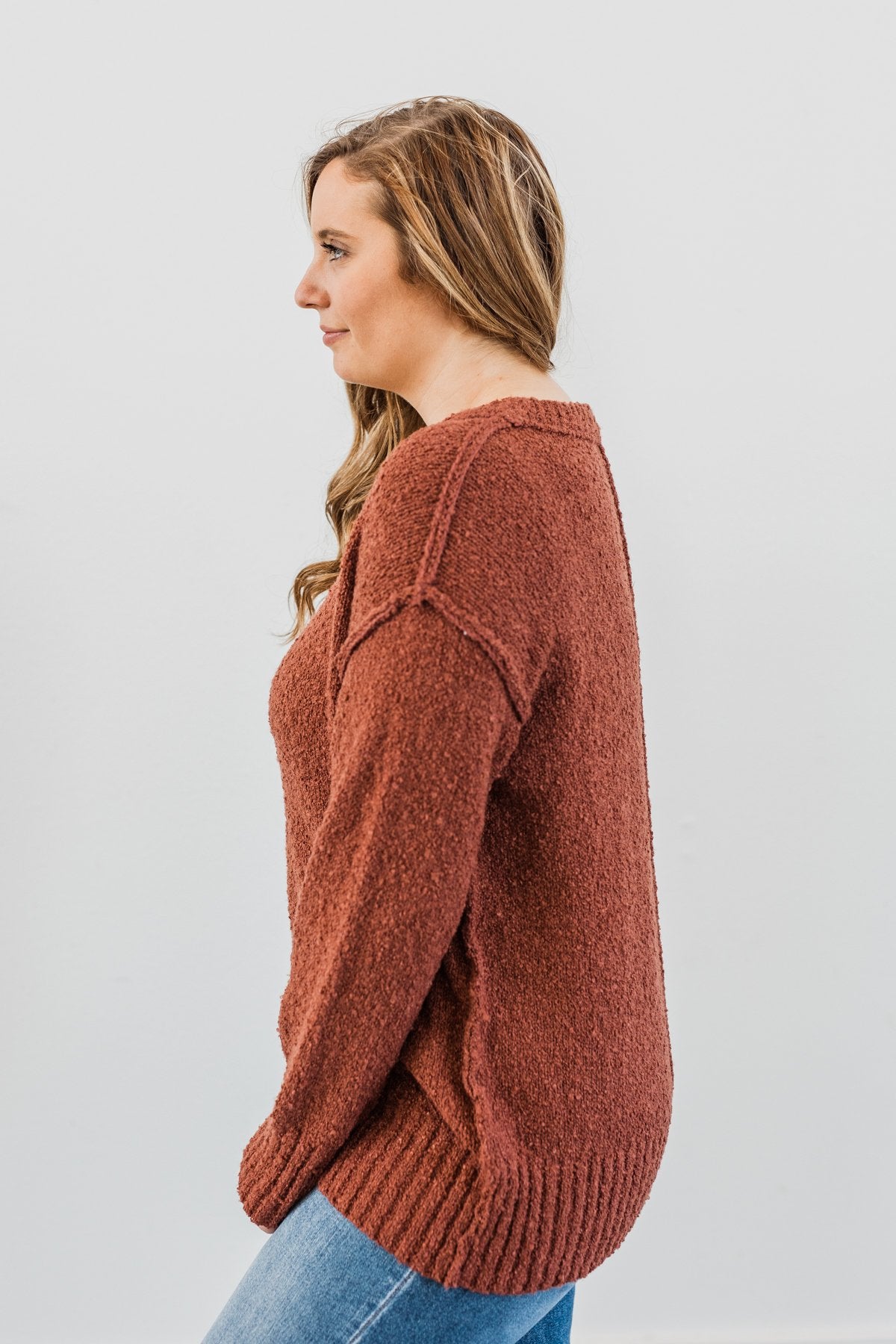 Anything Can Happen Knit Sweater- Deep Clay