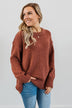 Anything Can Happen Knit Sweater- Deep Clay