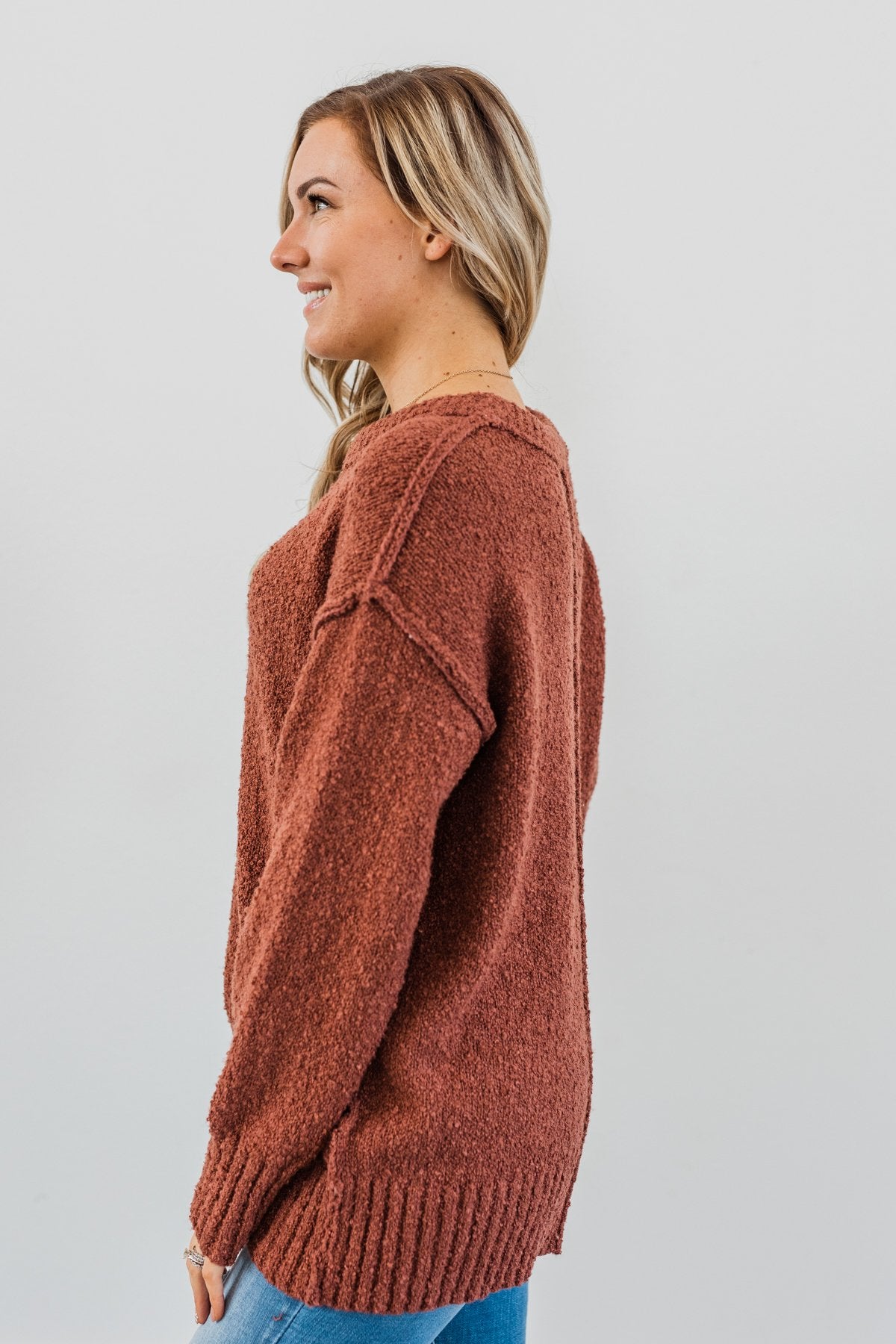 Anything Can Happen Knit Sweater- Deep Clay