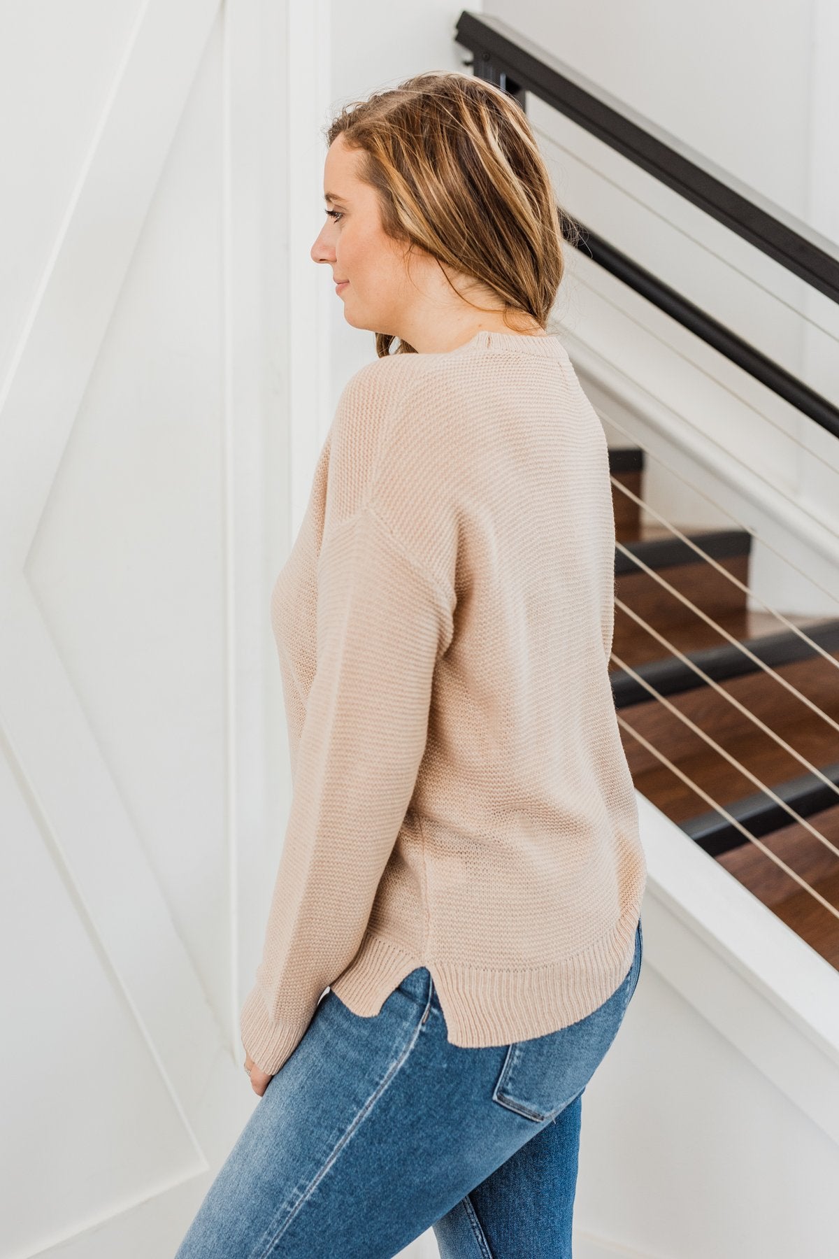 Today Is The Day Knit Sweater- Light Taupe