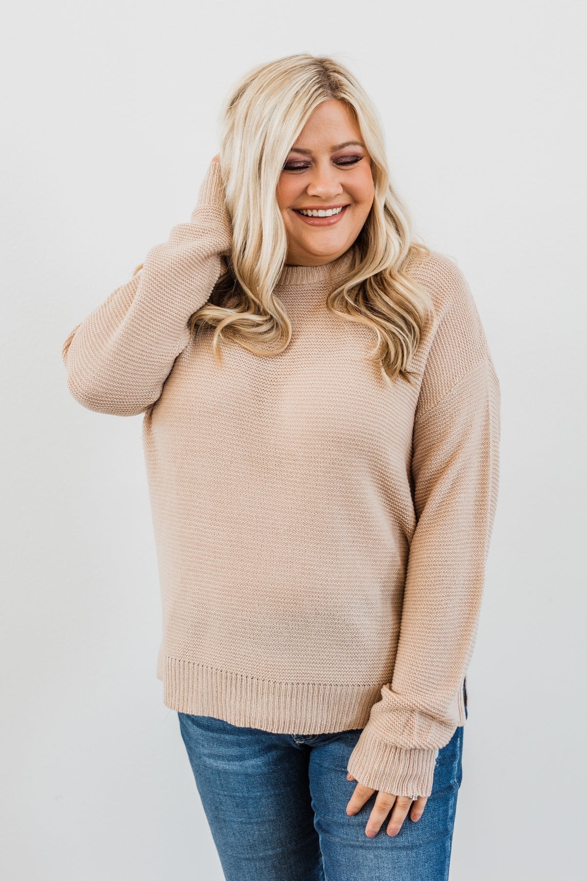 Today Is The Day Knit Sweater- Light Taupe