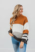 A Moment In Time Color Block Sweater- Camel