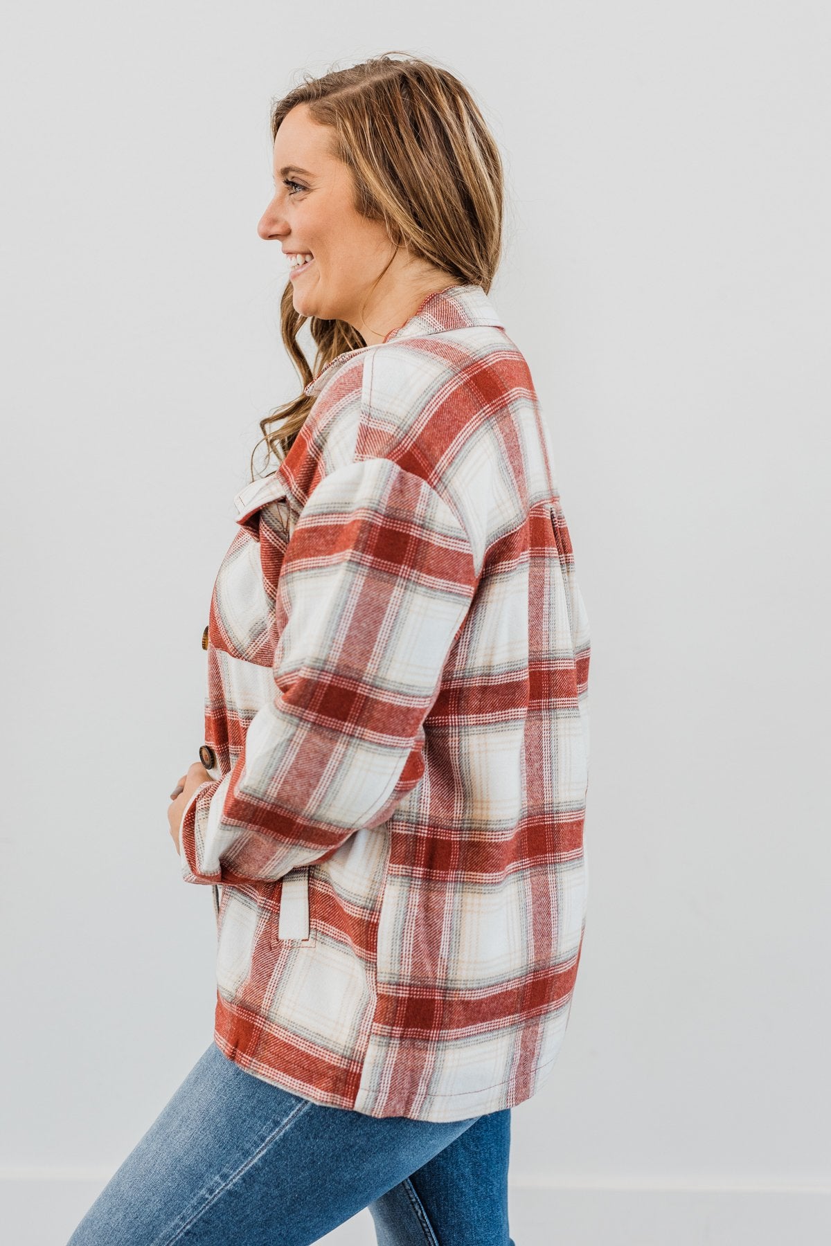 Cover Me Up Sherpa Lined Jacket- Terra Cotta