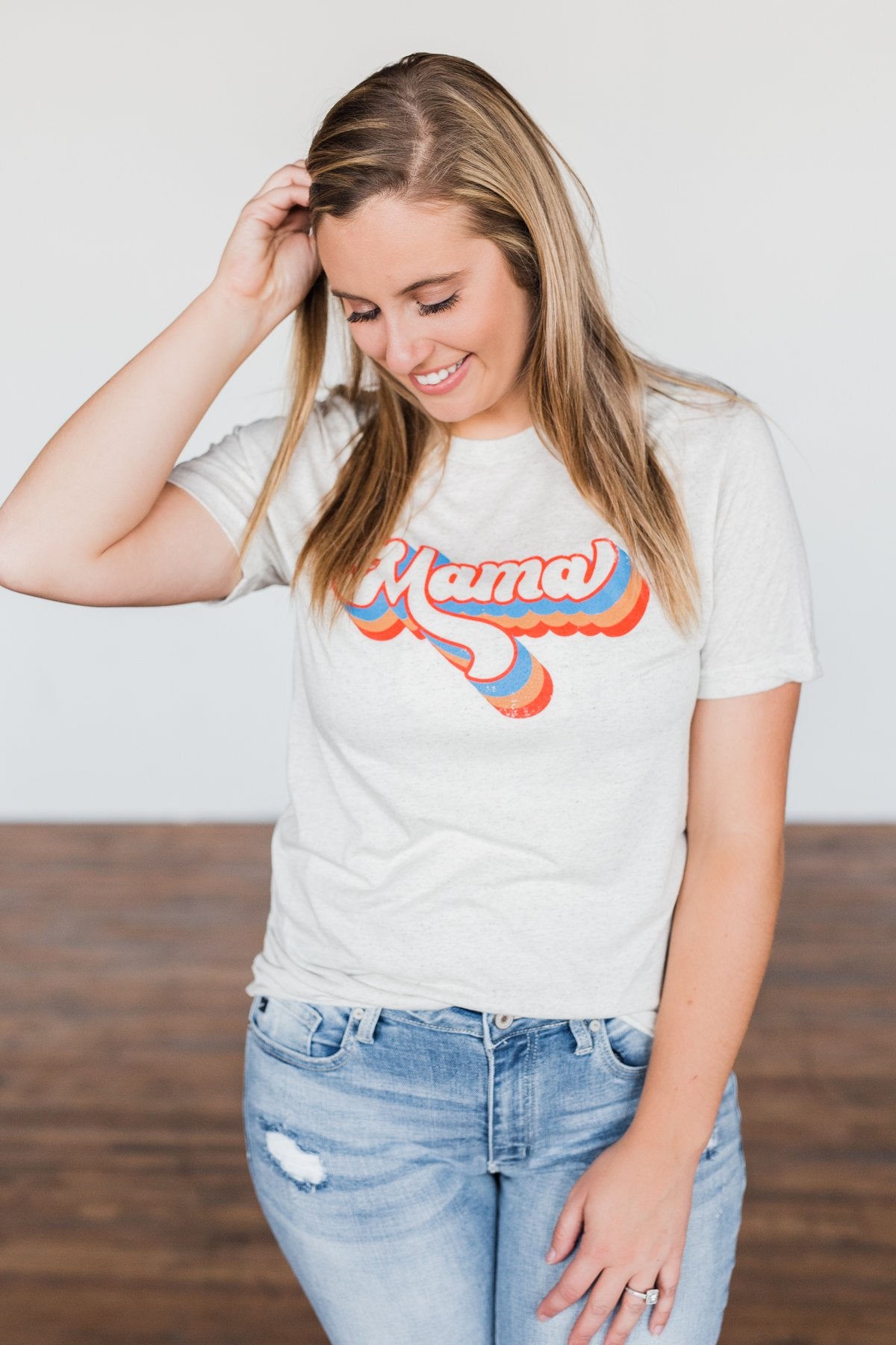 Groovy "Mama" Graphic Tee- Light Heathered Oatmeal