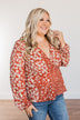 Gone With The Wind Floral Wrap Blouse- Rust