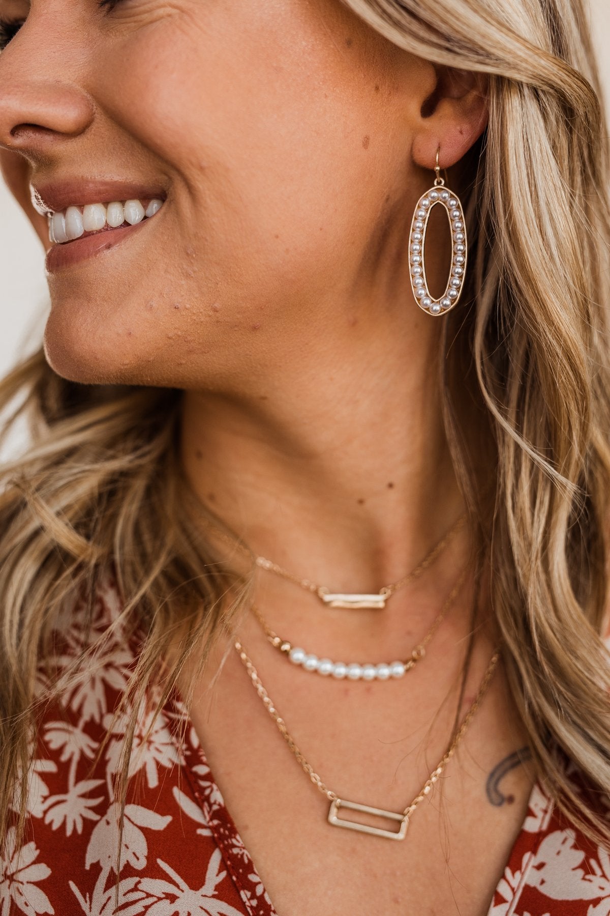 Divine Dangle Gold Earrings- Pearl