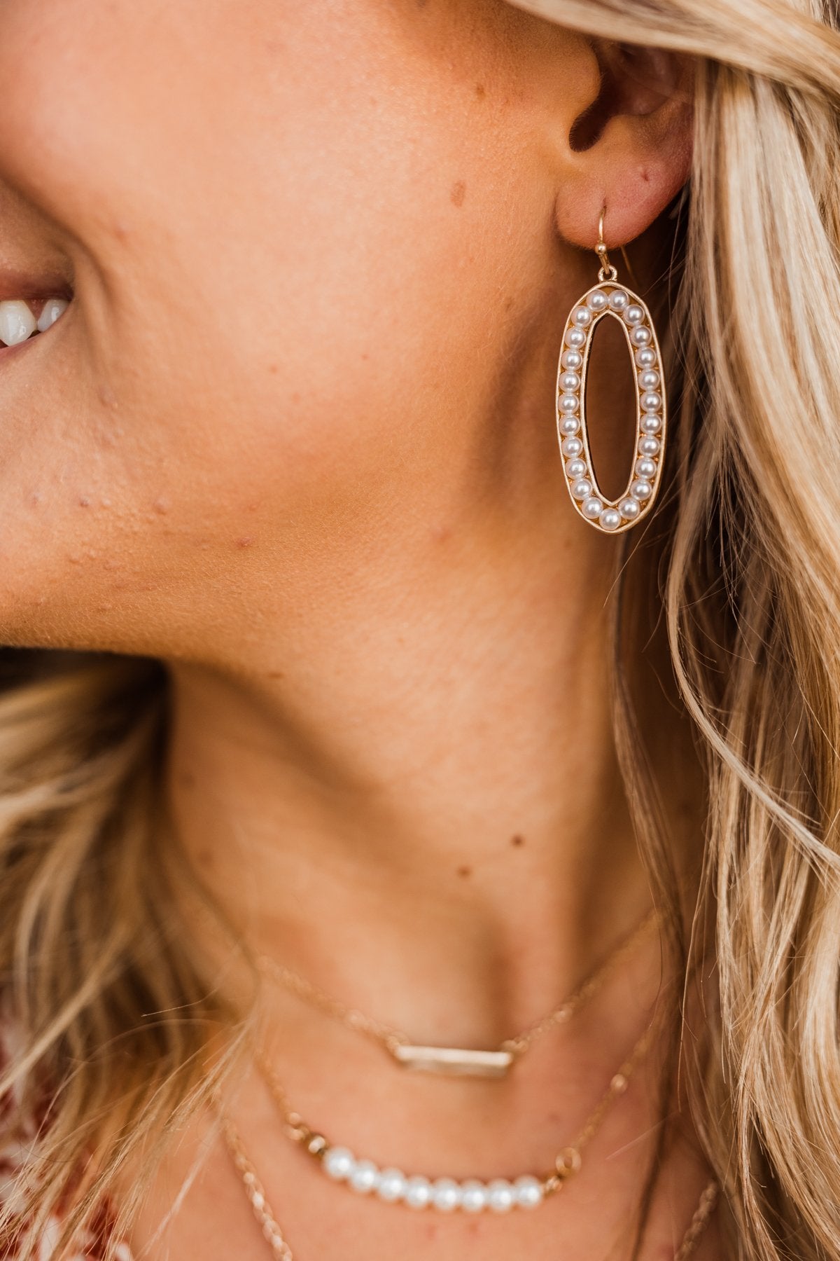 Divine Dangle Gold Earrings- Pearl