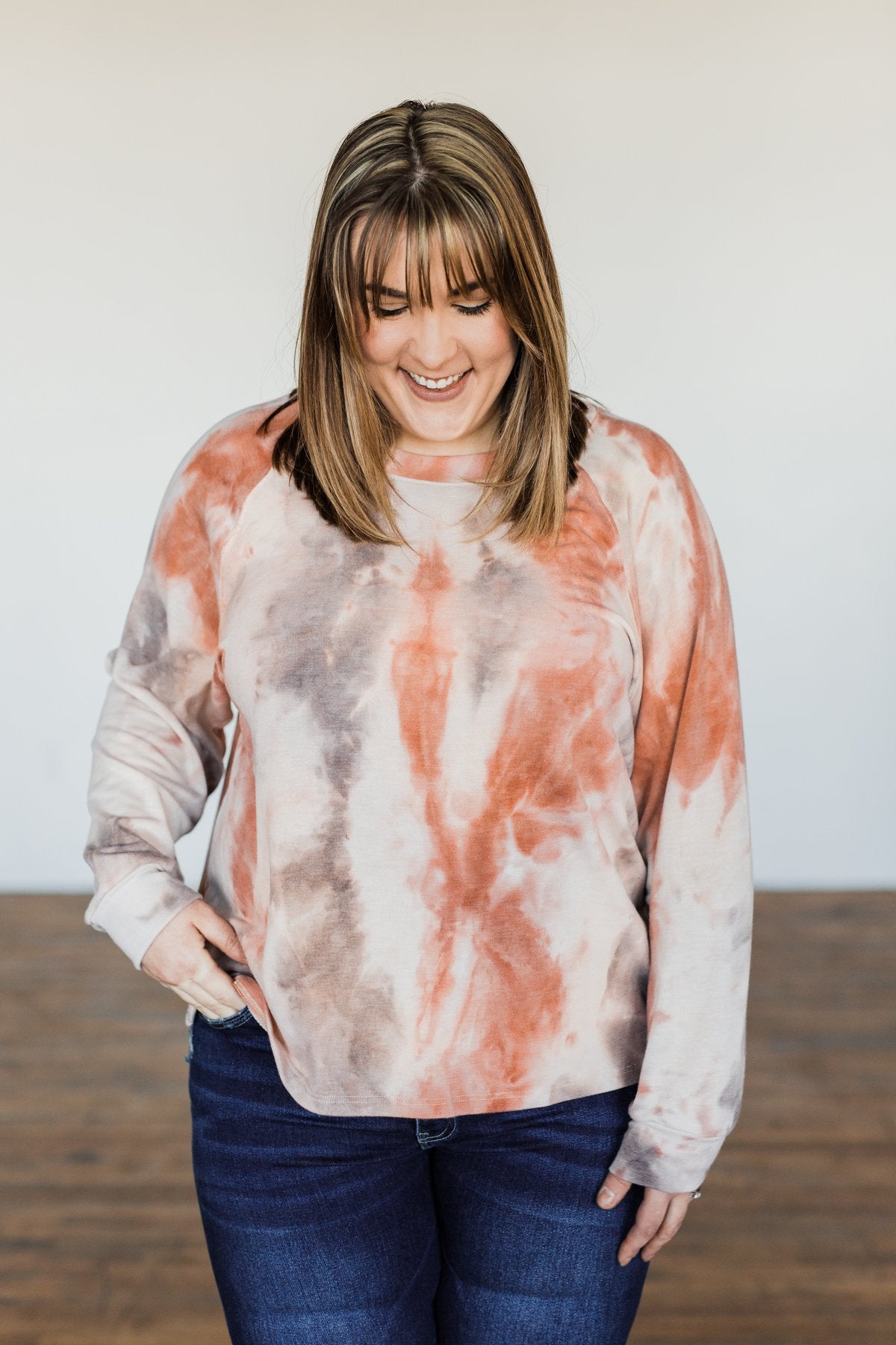 Waiting For Your Love Tie Dye Top- Beige, Rust, & Taupe