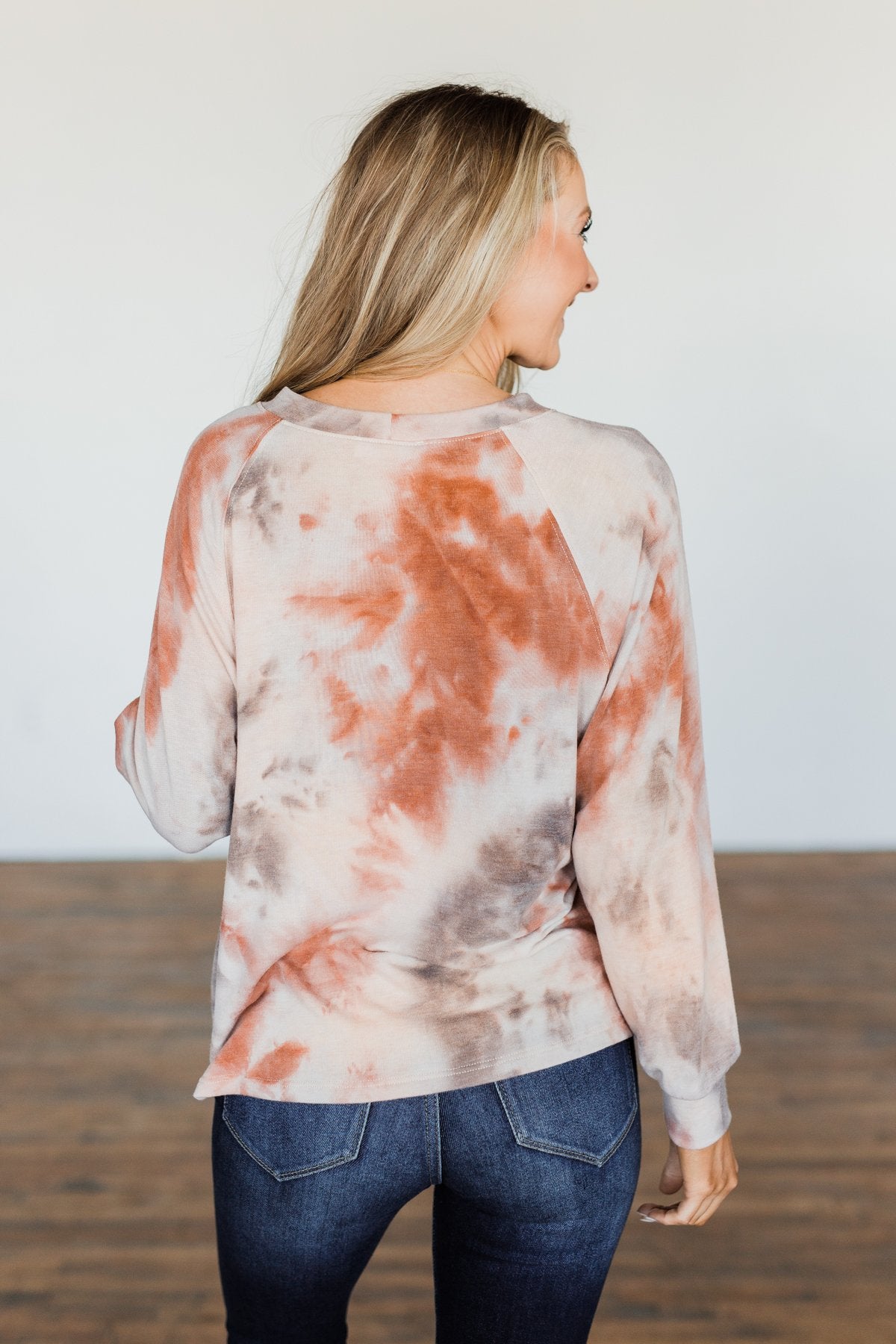 Waiting For Your Love Tie Dye Top- Beige, Rust, & Taupe
