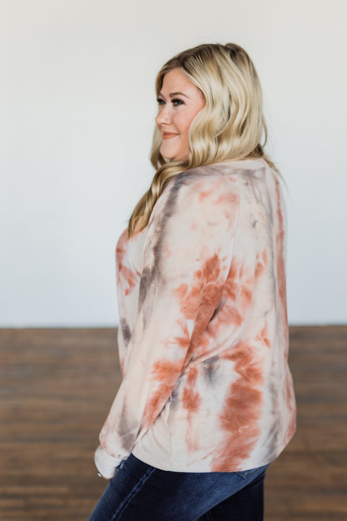 Waiting For Your Love Tie Dye Top- Beige, Rust, & Taupe
