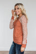 Radiant Joy Ribbed Floral Top- Rust