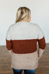 All Things Charming Colorblock Sweater- Oatmeal, Rust, Mocha