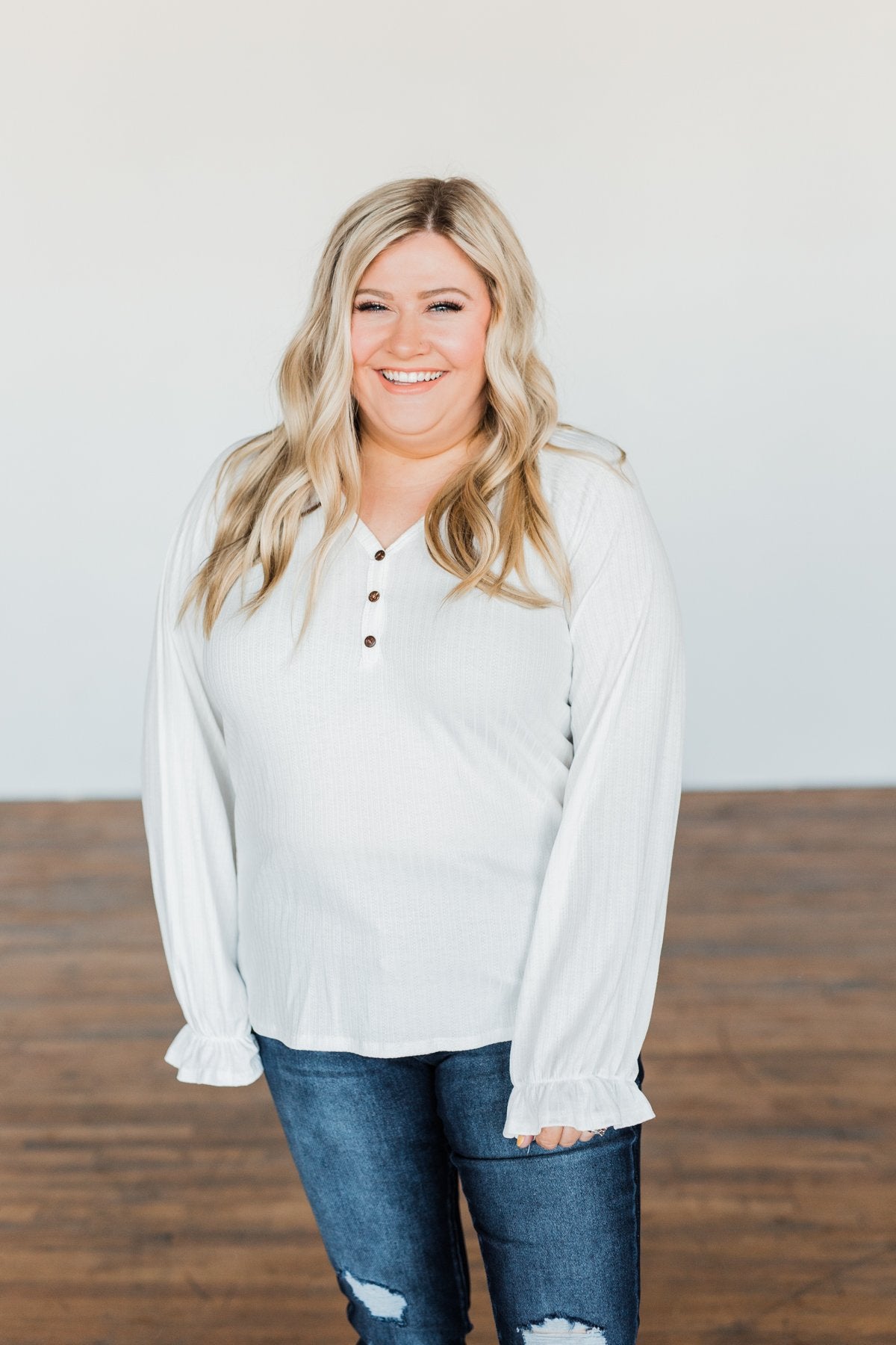 Sail Away With Me Knit Button Top- Ivory