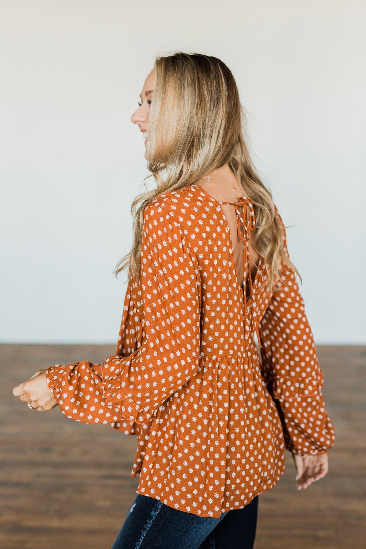 Wander Through The Wildflowers Blouse- Deep Burnt Orange
