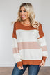 Absolutely Lovely Color Block Sweater- Rust