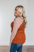 Decadent Life Floral Ribbed Knit Top- Rust