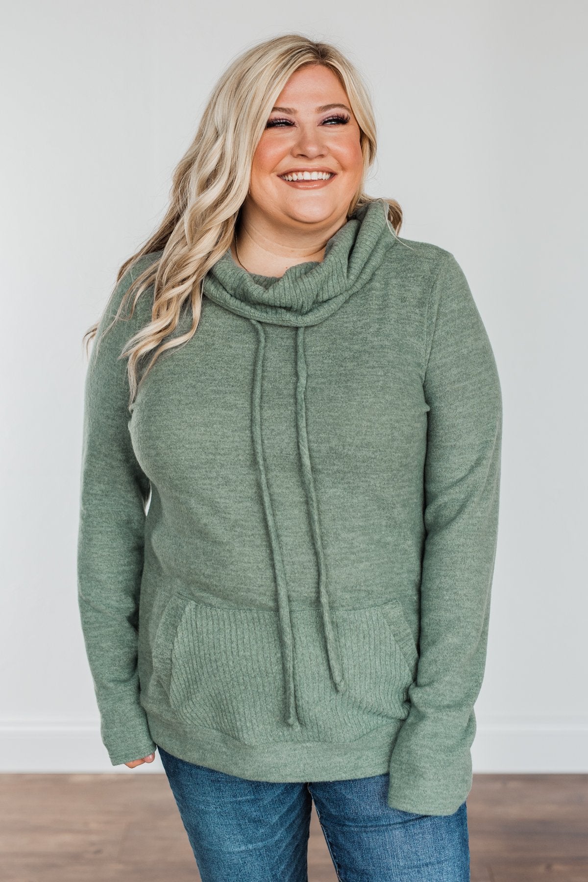Searching For You Cowl Neck Top- Sage