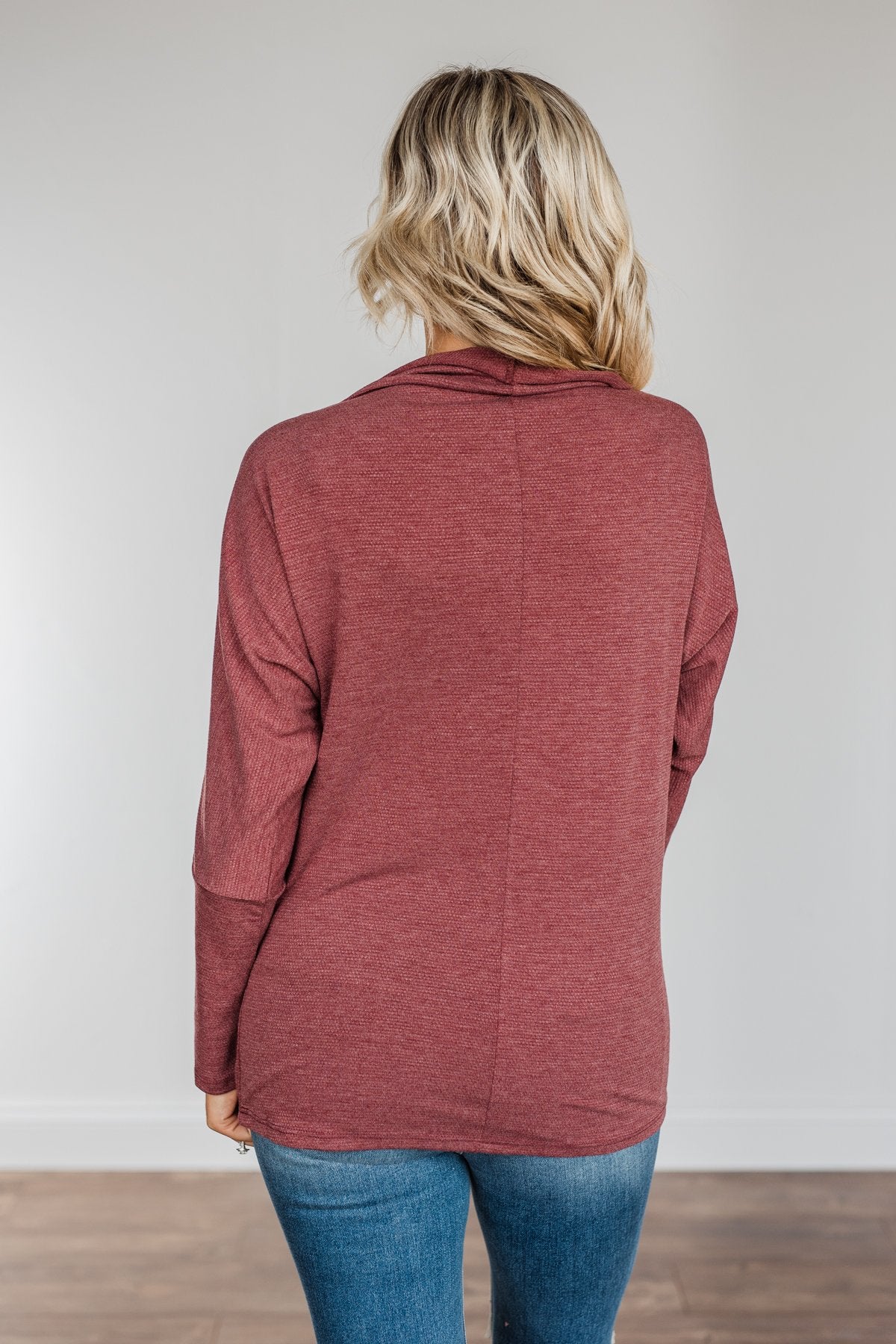 Buttoned Beauty Boat Neck Top- Wine
