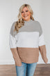 Warm & Toasty Color Block Knit Sweater- Grey & Mocha