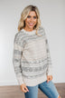 Cute & Cozy Knit Sweater- Charcoal & Oatmeal