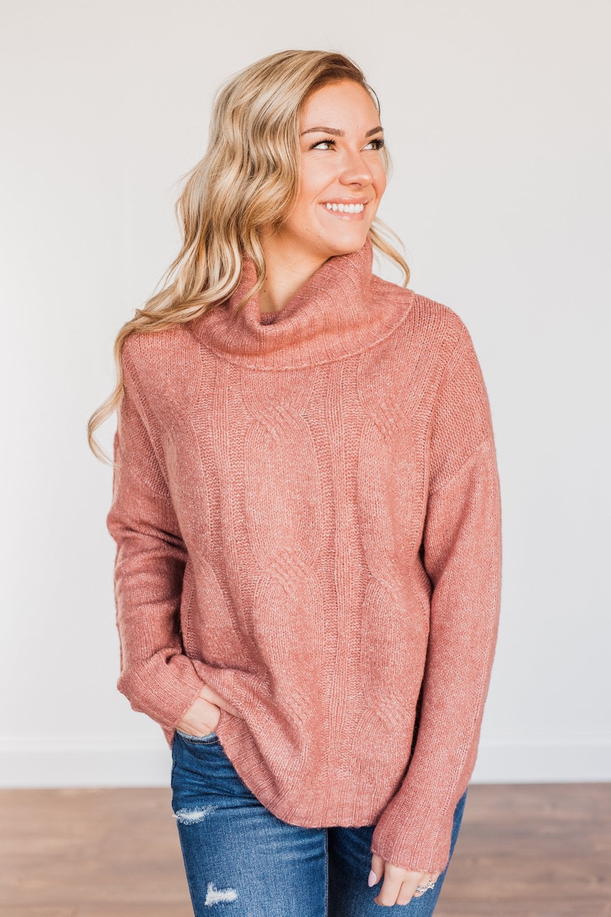 Greatest Blessings Knit Cowl Neck Sweater- Mauve