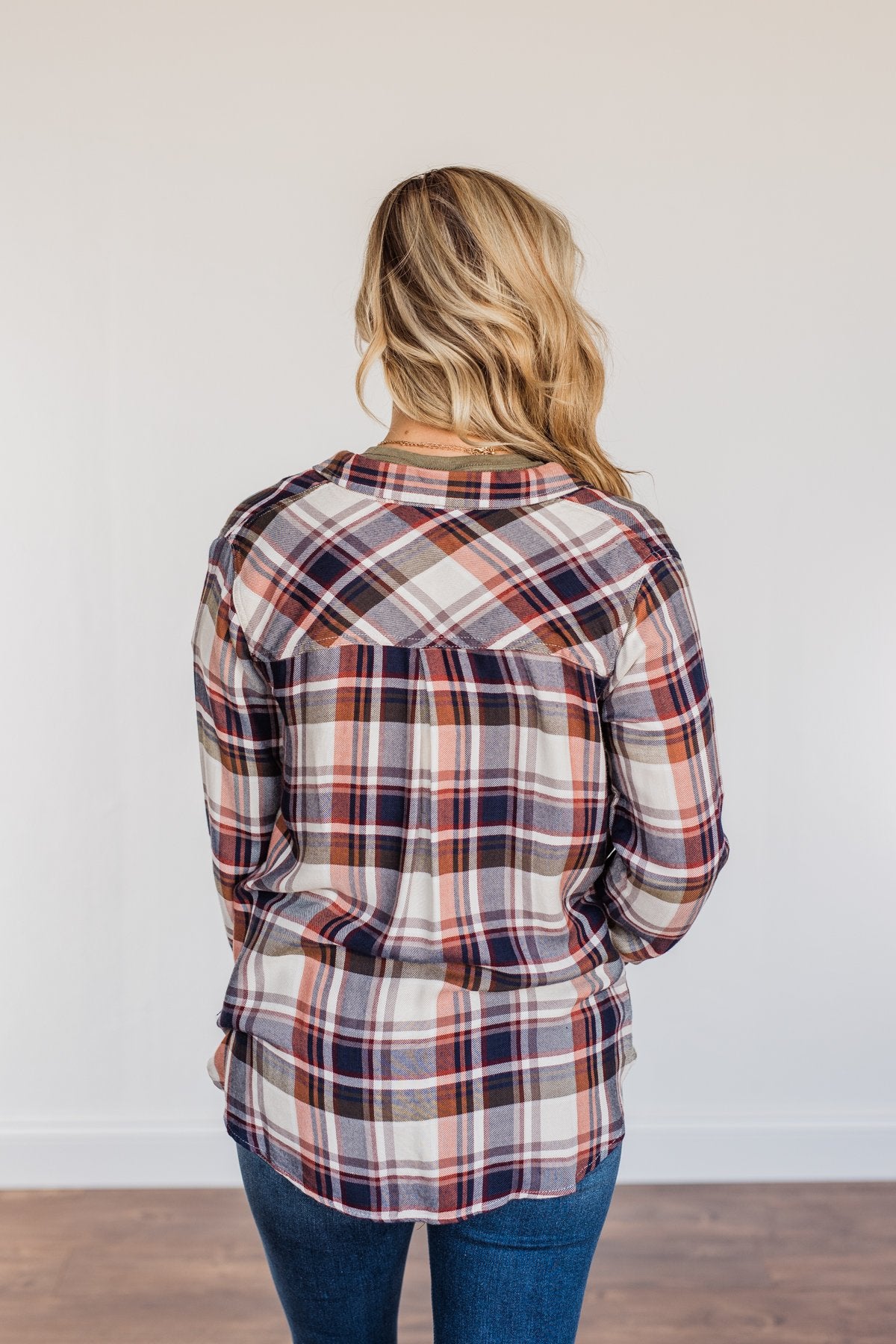 Thread & Supply Deep Feelings Plaid Top- Olive & Copper