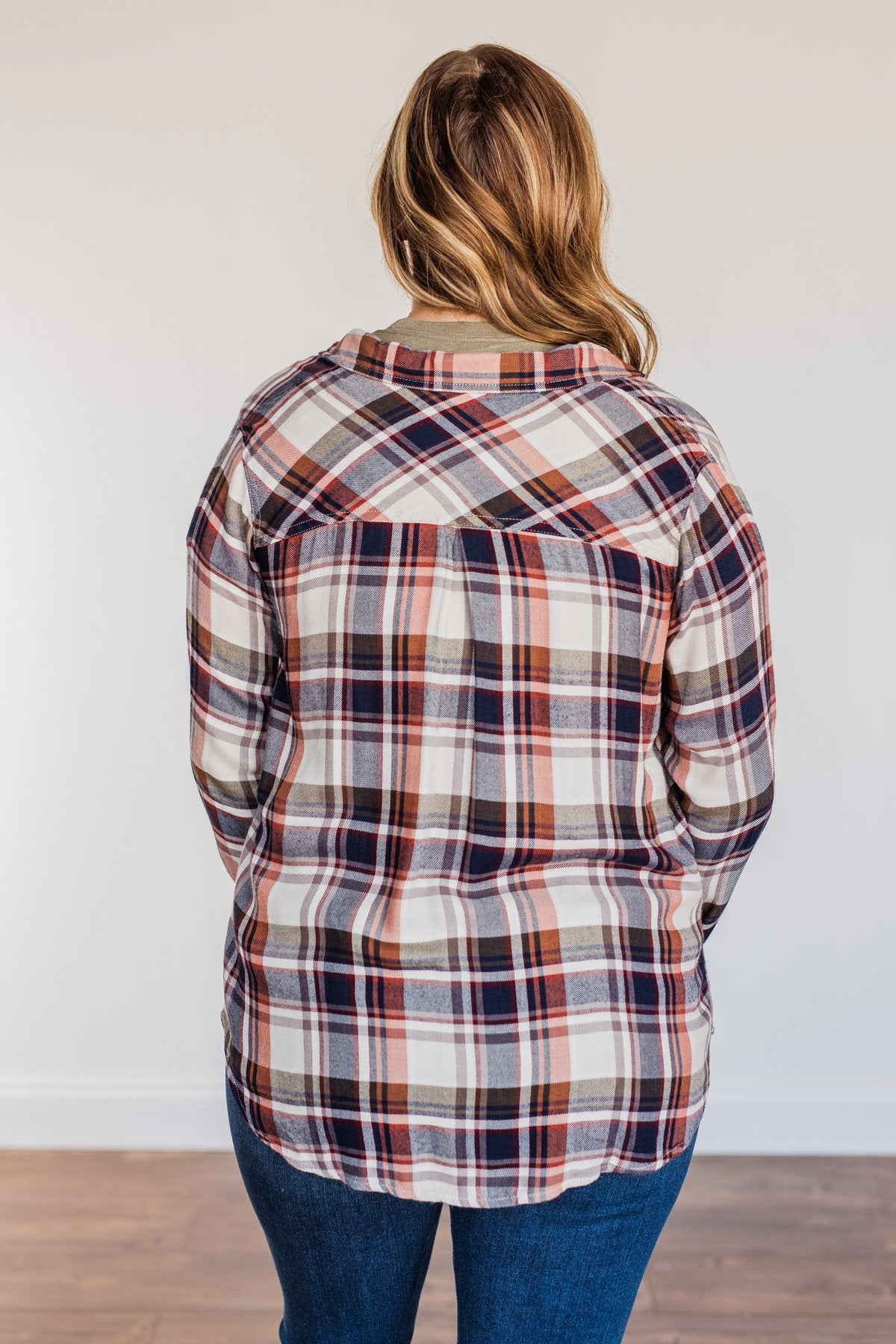 Thread & Supply Deep Feelings Plaid Top- Olive & Copper