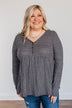 Time Spent Together Babydoll Top- Charcoal