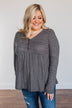 Time Spent Together Babydoll Top- Charcoal