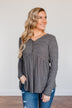 Time Spent Together Babydoll Top- Charcoal