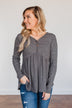 Time Spent Together Babydoll Top- Charcoal